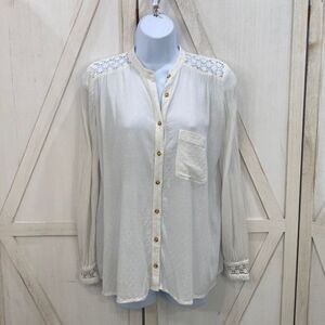 Free People Winter White Buttondown Panel Blouse Size XS